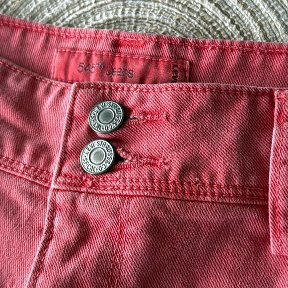 Levi's Denim Shorts Size 10 Coral Pink Stretch Raw Hem Casual‎ Summer - Picture 2 of 5